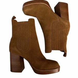 Kelsi Dagger Suede Mid Boots Racer Camel Size 6